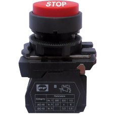 Вимикач кнопковий пластиковий FP5-AL4342 1NC (STOP, червоний)
