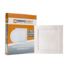 Светильник точечный врезной ЕВРОСВЕТ 9Вт квадрат LED-S-150-9 6400К