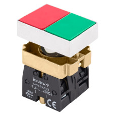 Кнопка двойная квадратная e.mb.bl8325 зеленая/красная 1NO+1NC