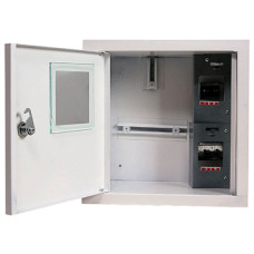 Корпус e.mbox.stand.w.f1.04.z металлический, под 1-ф. счетчик, 4 встраиваемая мод. с замком