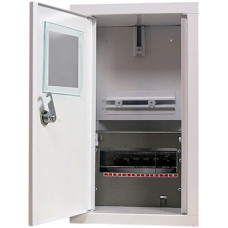 Корпус e.mbox.stand.w.f1.08.z металлический, под 1-ф. счетчик, 8 встраиваемый мод. с замком