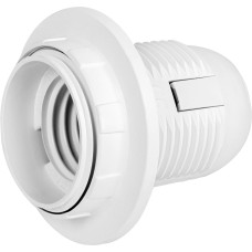 Патрон пластиковый e.lamp socket with nut.E27.pl.white, Е27 с гайкой, белый