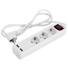 Удлинитель e.es.3.1.5.zsb2.usb 3 гнезда, 1.5м, с ж/к с USB-зарядкой, с выключателем, baby protect