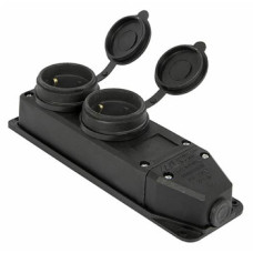 Розетка двойная с защитной крышкой каучуковая e.socket.rubber.029.2.16, с ж/к, 16А