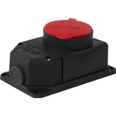 Силовая розетка стационарная с защитной каучуковой крышкой e.socket.rubber.062.16, 4п., 16А
