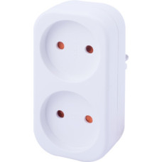 Тройник бытовой e.socket.002.10.2, 2 гнезда, 2P, 10А, без заземления