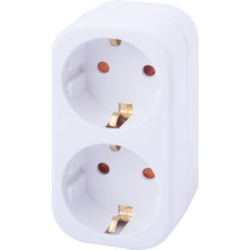 Тройник бытовой e.socket.002.16.3, 2 гнезда, 2P+PE, 16А, с заземлением