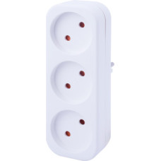 Тройник бытовой e.socket.003.10.2, 3 гнезда, 2P, 10А, без заземления