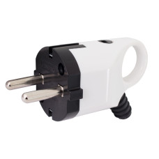 Вилка бытовая e.plug.angle.005.16,с ж/к, 16А, угловая, белая, с ручкой