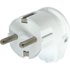 Вилка бытовая e.plug.angle.007.16,с ж/к, 16А угловая белая