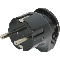 Вилка бытовая e.plug.angle.008.16,с ж/к, 16А угловая черная