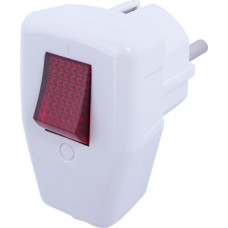 Вилка бытовая e.plug.angle.009.16, с ж/к, 16А, угловая, белая, с выключателем