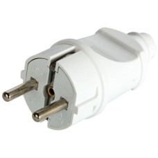 Вилка бытовая e.plug.straight.003.16,з ж/к, 16А прямая белая