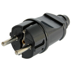 Вилка бытовая e.plug.straight.004.16,з ж/к, 16А прямая черная
