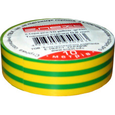 Изолента e.tape.pro.10.yellow-green из самоугасающего ПВХ, желто-зеленая (10м)