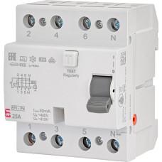 Дифференциальное реле (УЗО) 4р EFI6-P4 25/0,03 тип A (6кА)