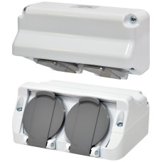 Розетка 2-я угловая ПРЭ-2 (2х2Р+РЭ, Щуко, IP44, 16А, 250В, поликарбонат)