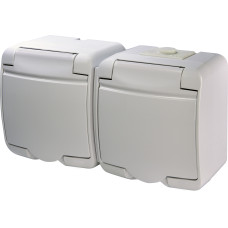 Розетка 2-на с/к Schuko RHE-2s (белая/белая крышка, IP54)
