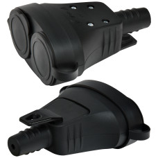 Розетка кабельная 2-я с заглушками ERS-2C (2x2Р+РЭ, Schuko, IP44, каучук, черная)