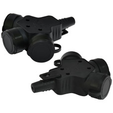 Розетка кабельная 3-я с заглушками ERS-3C (3х2Р+РЭ, Щуко, IP44, каучук, черная)