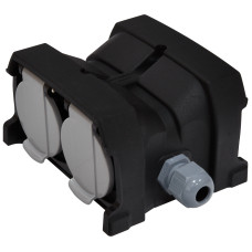 Розетка кабельная 4-на с крышками ERS-4CM (4х2Р+РЭ, Щуко, IP44, каучук, черная)