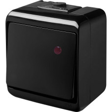 Выключатель 1-клавишный с подсветкой VHE-1L-BL (черный, IP54)
