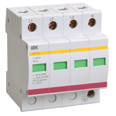 Ограничитель импульсных перенапряжений ОПС1-C 4P In=20kA Un=400B Im=40kA IEK