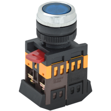 Кнопка ABLFS-22 синий d22мм неон/240В 1з+1р IEK