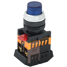 Кнопка ABLFP-22 синий d22мм неон/240В 1з+1р IEK