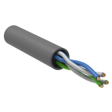 ITK Кабель связи витая пара U/UTP, кат.5E 2х2х24(0,51мм) AWG solid, PVC, 500м, серый