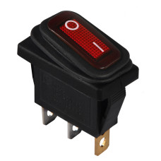 KCD3-101NW R/B 220V Переключатель 1 клав. влагоза красный с подсветкой