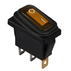KCD3-101NW YL/B 220V Переключатель 1 клав. влагоза. желтый с подсветкой