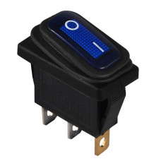 KCD3-101NW BL/B 220V Переключатель 1 клав. влагоза. синий с подсветкой