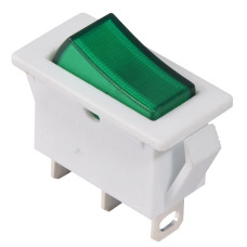 KCD3-101N-13 GR/WH 220V Переключатель 1 клав. зеленый с подсветкой