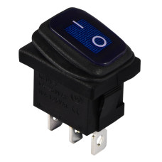 KCD1-2-101NW BL/B 220V Переключатель 1 клав. влагоза. синий с подсветкой