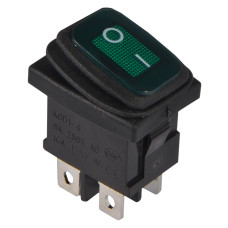 KCD1-4-201NW GR/B 220V Переключатель 1 клав. влагоза. зеленый с подсветкой