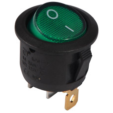 KCD1-5-101N GR/B 220V Переключатель 1 клав. круглый зеленый с подсветкой