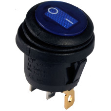 KCD1-5-101NW BL/B 220V Переключатель 1 клав.круглый влагоз. синий с подсветкой