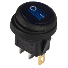 KCD1-8-101NW BL/B 220V Переключатель 1 клав.круглый влагоз. синий с подсветкой