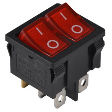 KCD1-6-2101N R/B 220V Переключатель 2 клав. красный с подсветкой