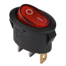 KCD1-9-101N R/B 220V Переключатель 1 клав. овал. красный с подсветкой