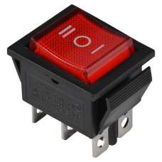KCD2-203N R/B 220V Переключатель 1 клав. опрокидывающийся красный с подсветкой