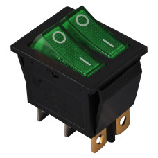 KCD2-2101N C3-GR/B 220V Переключатель 2 клав. зеленый с подсветкой