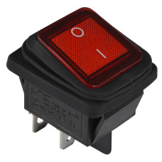 KCD2-201NW R/B 220V Переключатель 1 клав. влагоза. красный с подсветкой