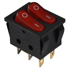 KCD2-5-2101N R/B 220V Переключатель 2 клав. красный с подсветкой