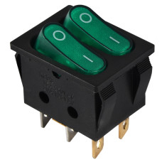 KCD2-5-2101N GR/B 220V Переключатель 2 клав. зеленый с подсветкой