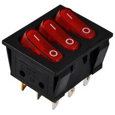 KCD2-3101N R/B 220V Переключатель 3 клав. красный с подсветкой