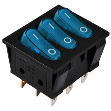 KCD2-3101N C3-BL/B 220V Переключатель 3 клав. синий с подсветкой
