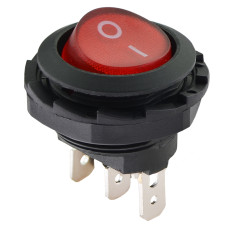 KCD1-7-101NY R/B 220V Переключатель 1 клав. круглый красный с подсветкой