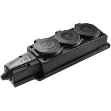 Колодка каучуковая 2Р+PE с защитными крышками трехместная 16А IP44